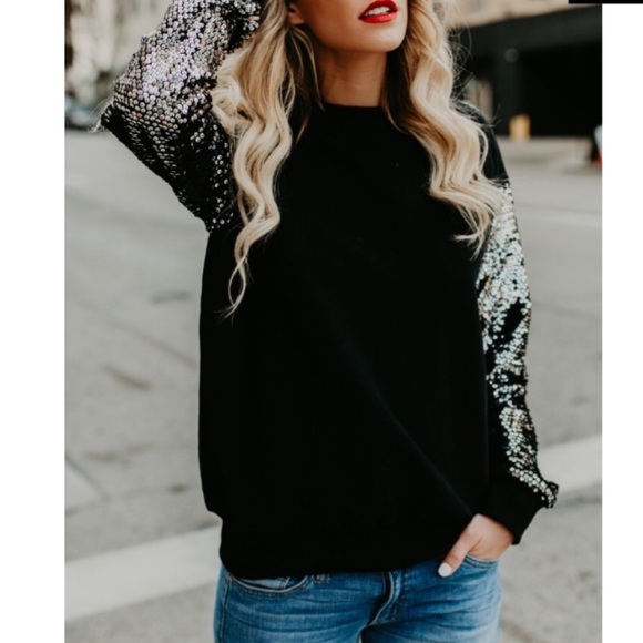 Sequin Long Sleeve Top - Picture 2 of 8